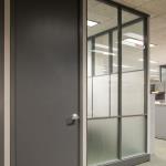 The full-height door is painted Slate Grey to match the panel and base finish.
