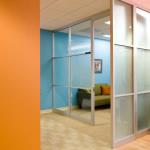 Glazed panels are used to provide a quiet area in a busy office.